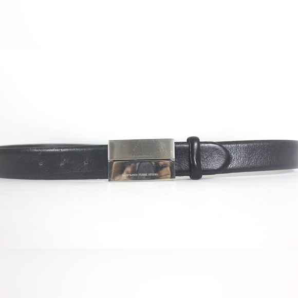 Italian Black Leather Men’s Belt Silver Buckle - Picture 6 of 10